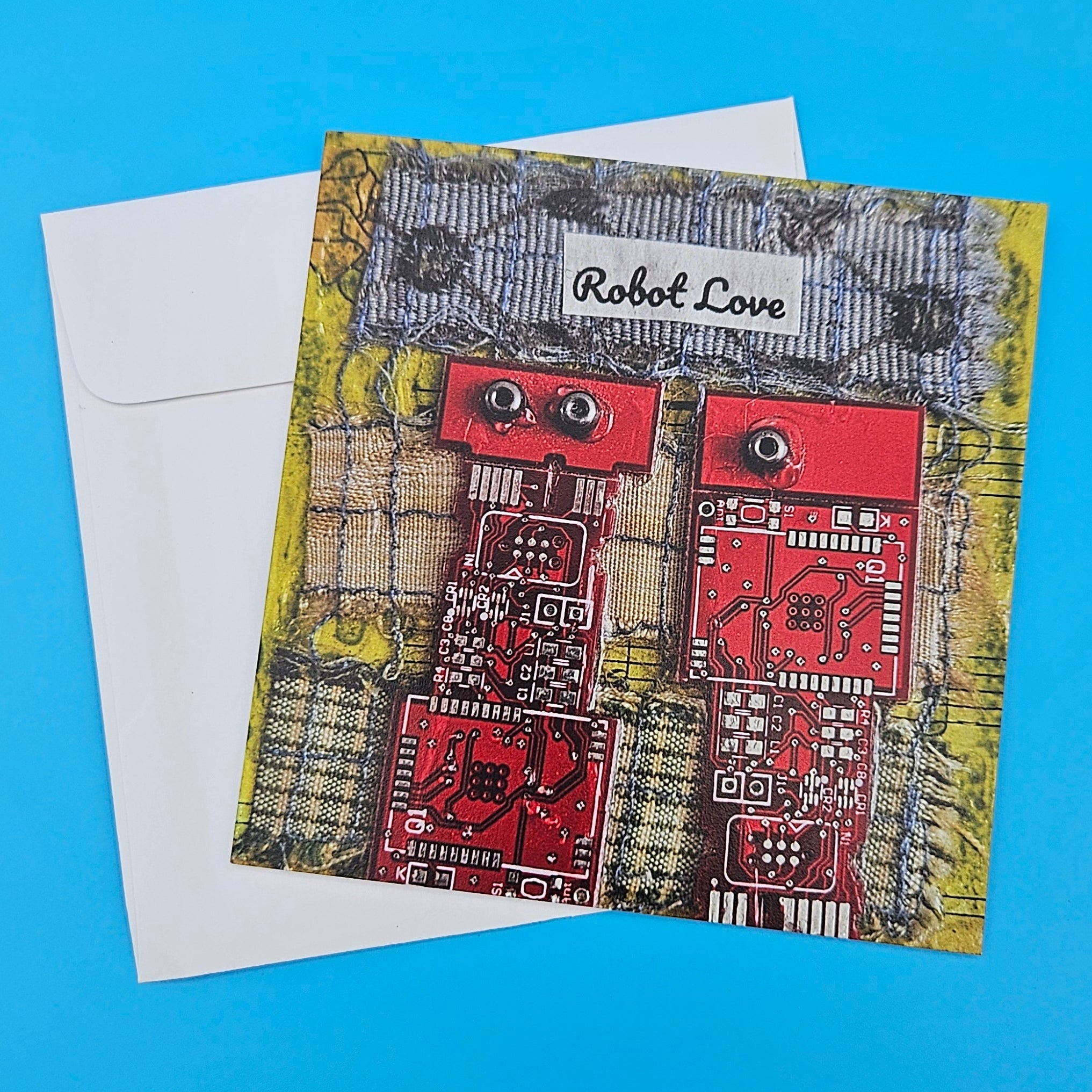 Robot Love Collection, Square Greeting Card