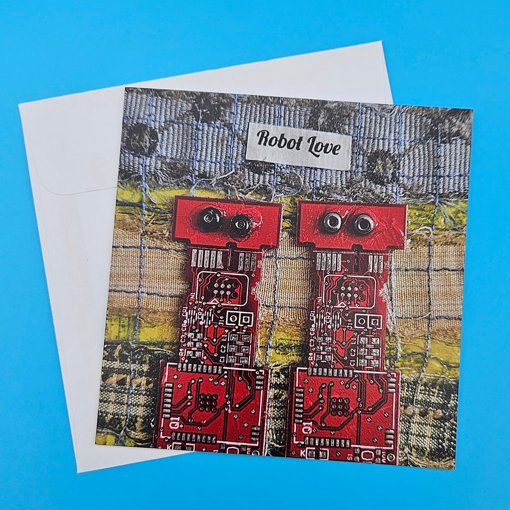 Robot Love Collection, Square Greeting Card