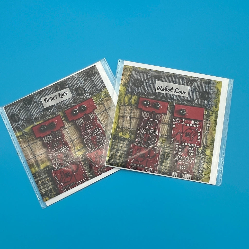 Robot Love Collection, Square Greeting Card