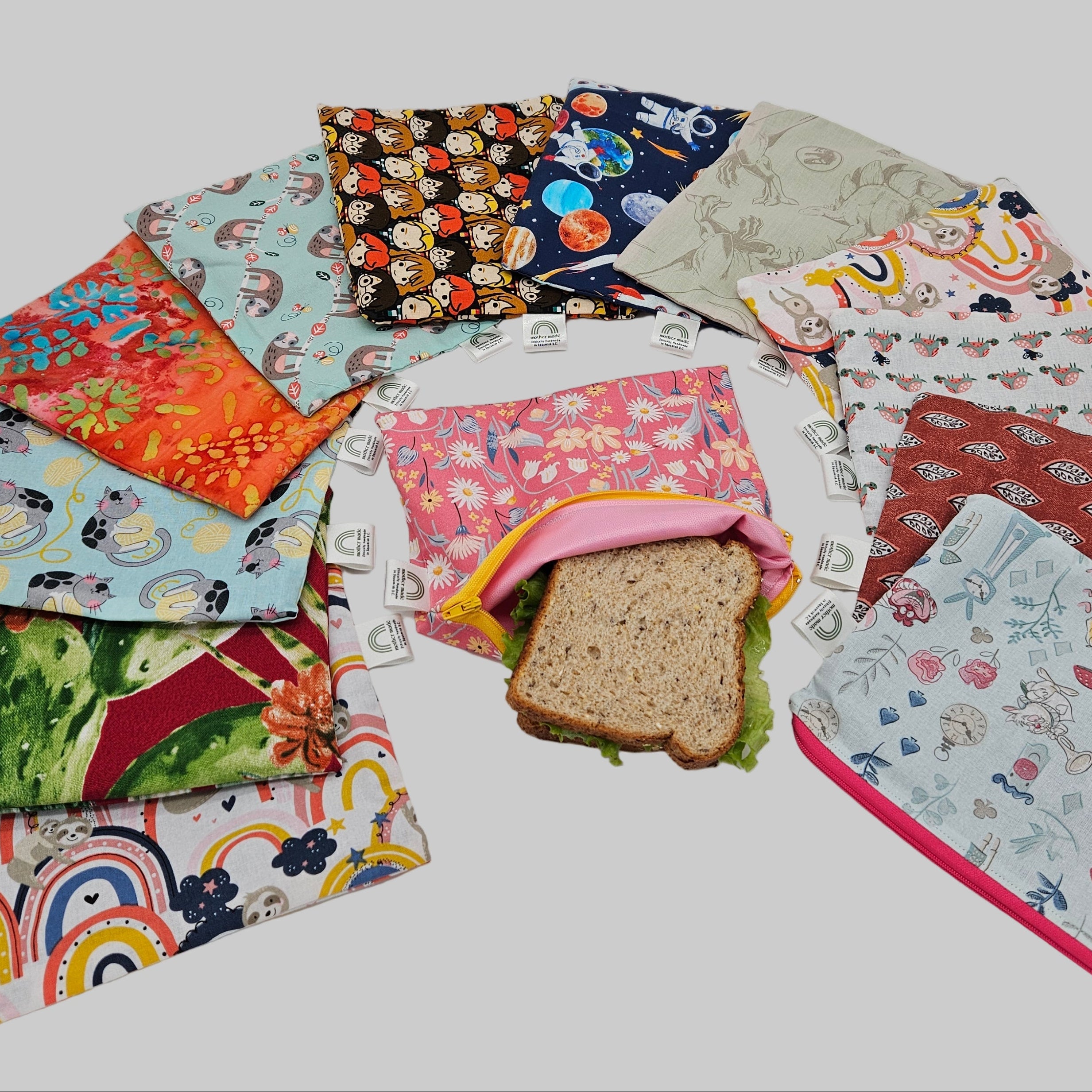 Colorful fabric pouches